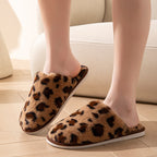 Leopard print slippers floor slippers warm cotton slippers 049