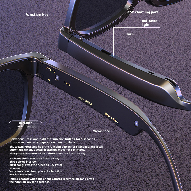 Smart Bluetooth Glasses Earphones Wireless Anti Blue Polarized Sunglasses Listening to Music, Calling Sports, Listening to Music 184