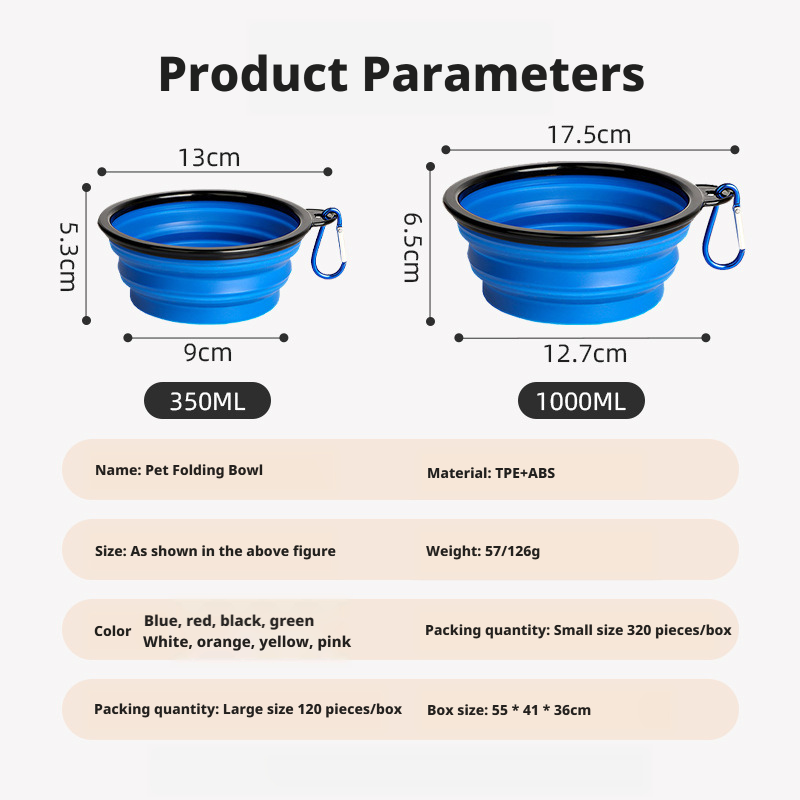 Pet Folding Bowl Pet Bowl TPE Travel Outdoor Drinking Water Portable Dog Bowl Telescopic Bowl 343