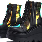 High-top color-blocked lace-up plus-size women's shoes 115
