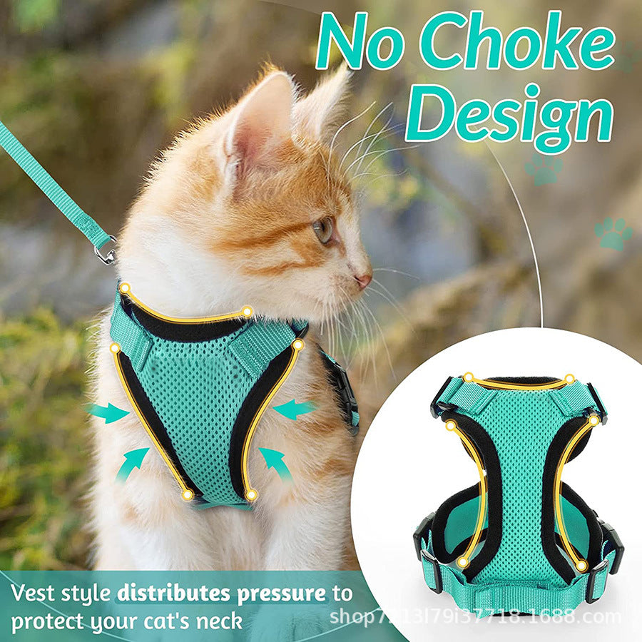 Pet supplies, breathable chest straps for cats, reflective anti slip, cat walking rope 257