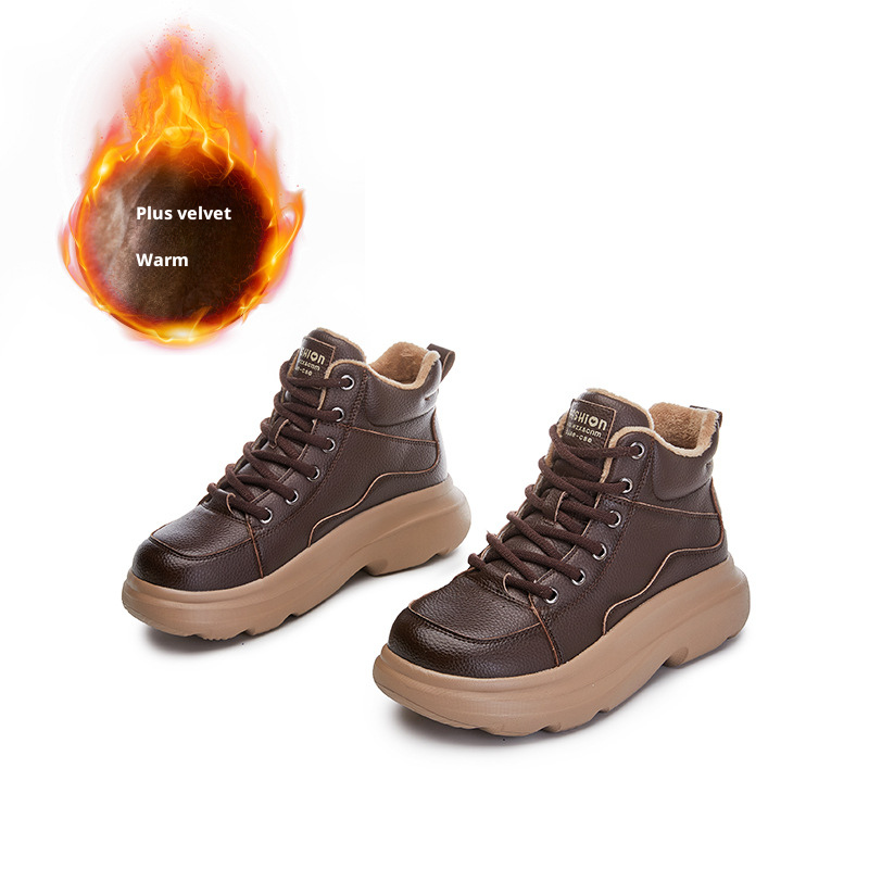 Foam bottom genuine leather snow boots for women 048