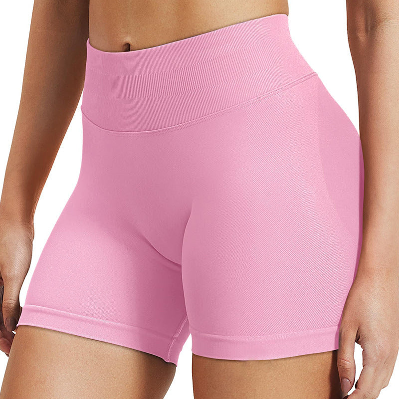 Tight fitting high waisted and hip lifting yoga pants, seamless, breathable, quick drying, high elasticity, sports and fitness three part shorts 422