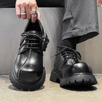 Workwear shoes with thick soles for height increase and wide-toed design 116