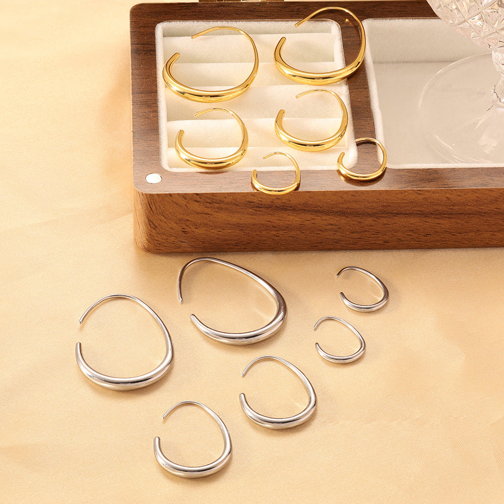 Geometric water droplet earrings for women, fashionable and personalized oval ring earrings 288