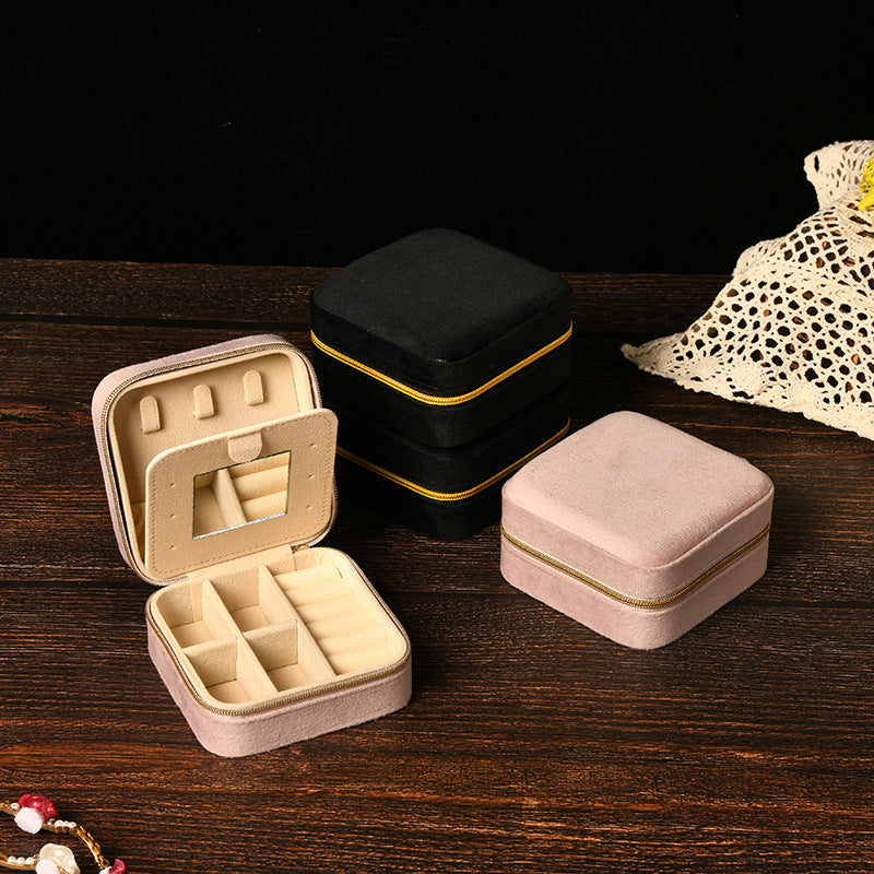 Simple and high-end ins swan velvet jewelry box with mirror 258