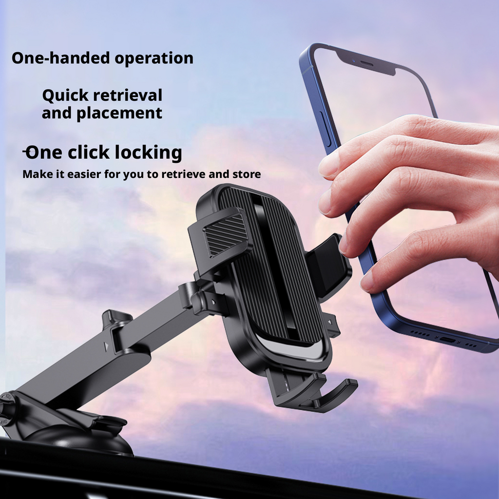 Car holder, phone holder, silicone suction cup, telescopic rod, automatic lock 372