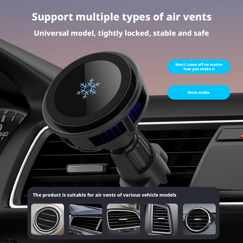AI cooling semiconductor heat dissipation 25W car mounted magnetic wireless charger surpasses performance 398