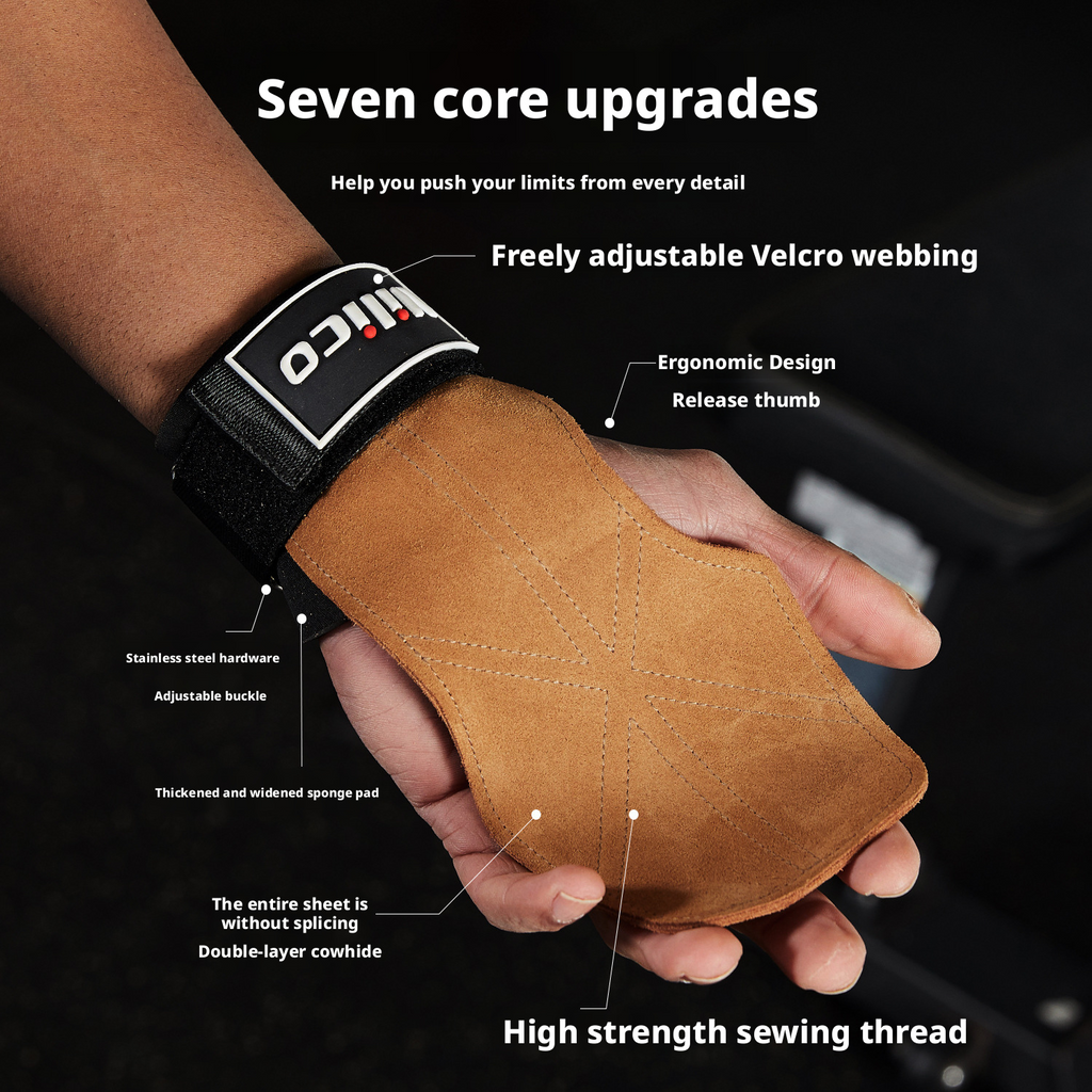 Sports, fitness, anti slip, palm protection, anti cocoon, pull up, male weightlifting, hard pull cowhide, four finger palm protection 407