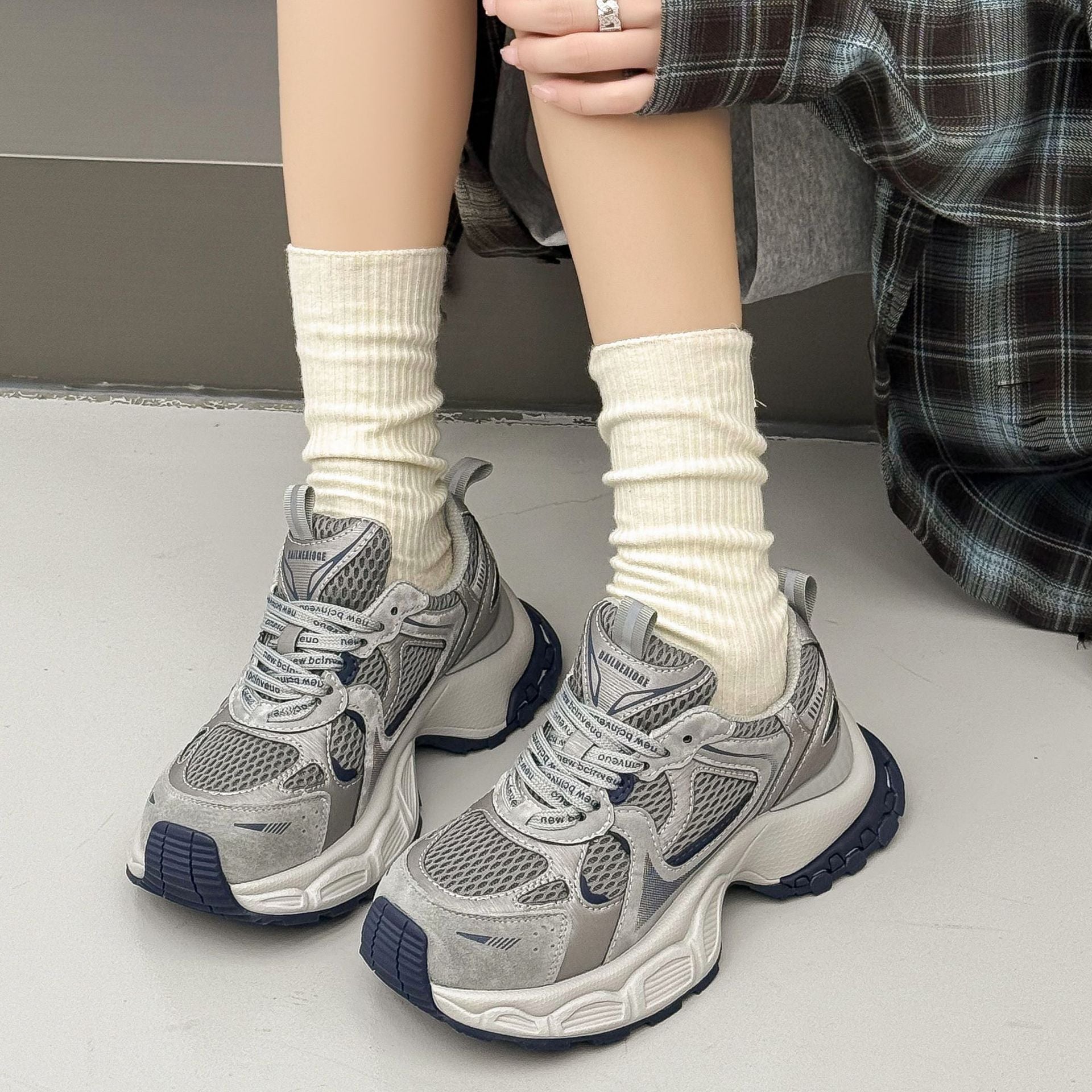 Genuine leather dad shoes with thick soles and internet famous sports and leisure shoes 122