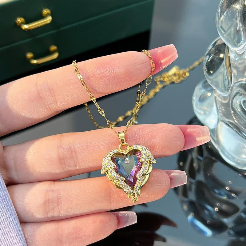 Ocean Heart Necklace Women's Love shaped Crystal Pendant 299