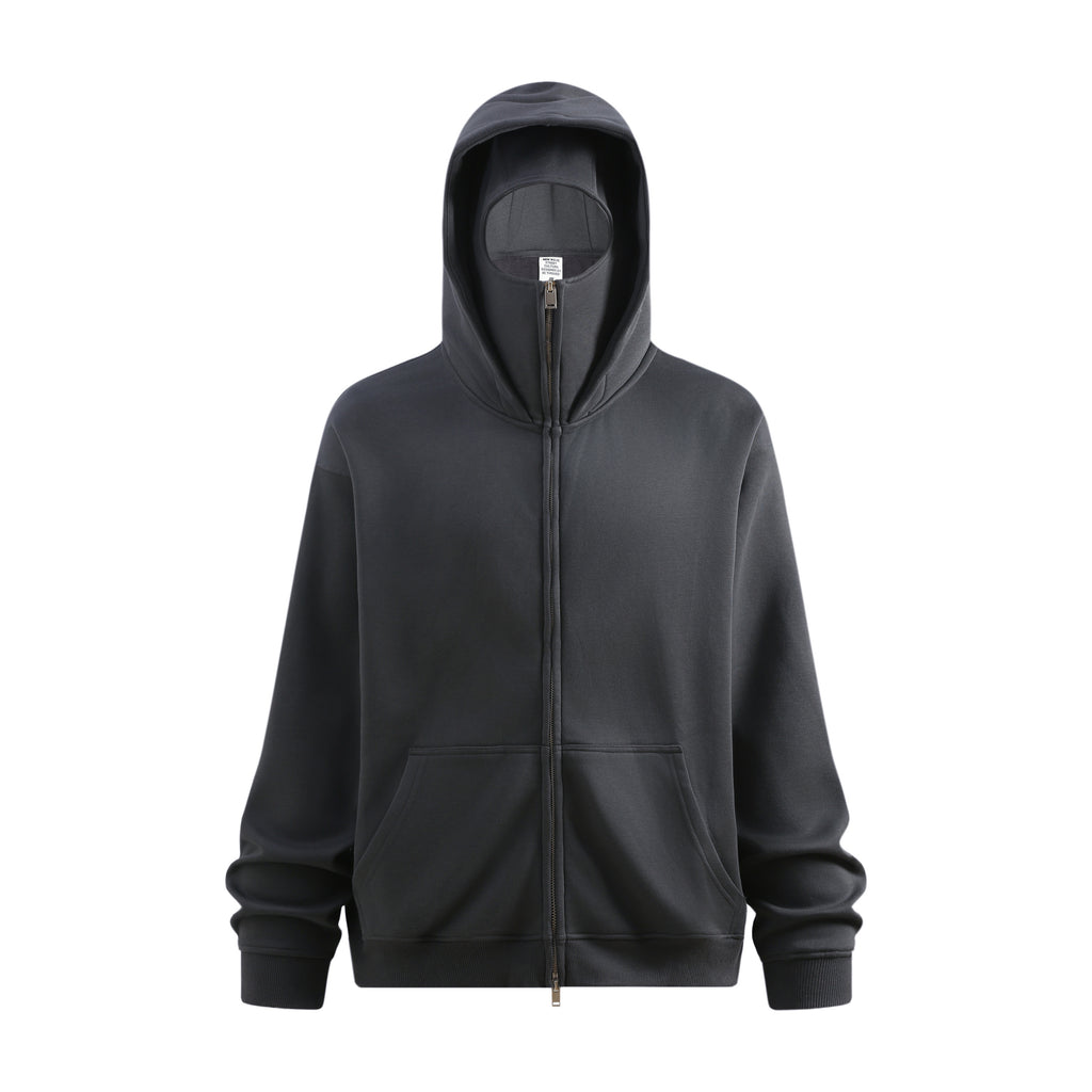 Streetwear style, trendy fleece patchwork hooded sweatshirt, windproof zip-up cardigan jacket for men W25536