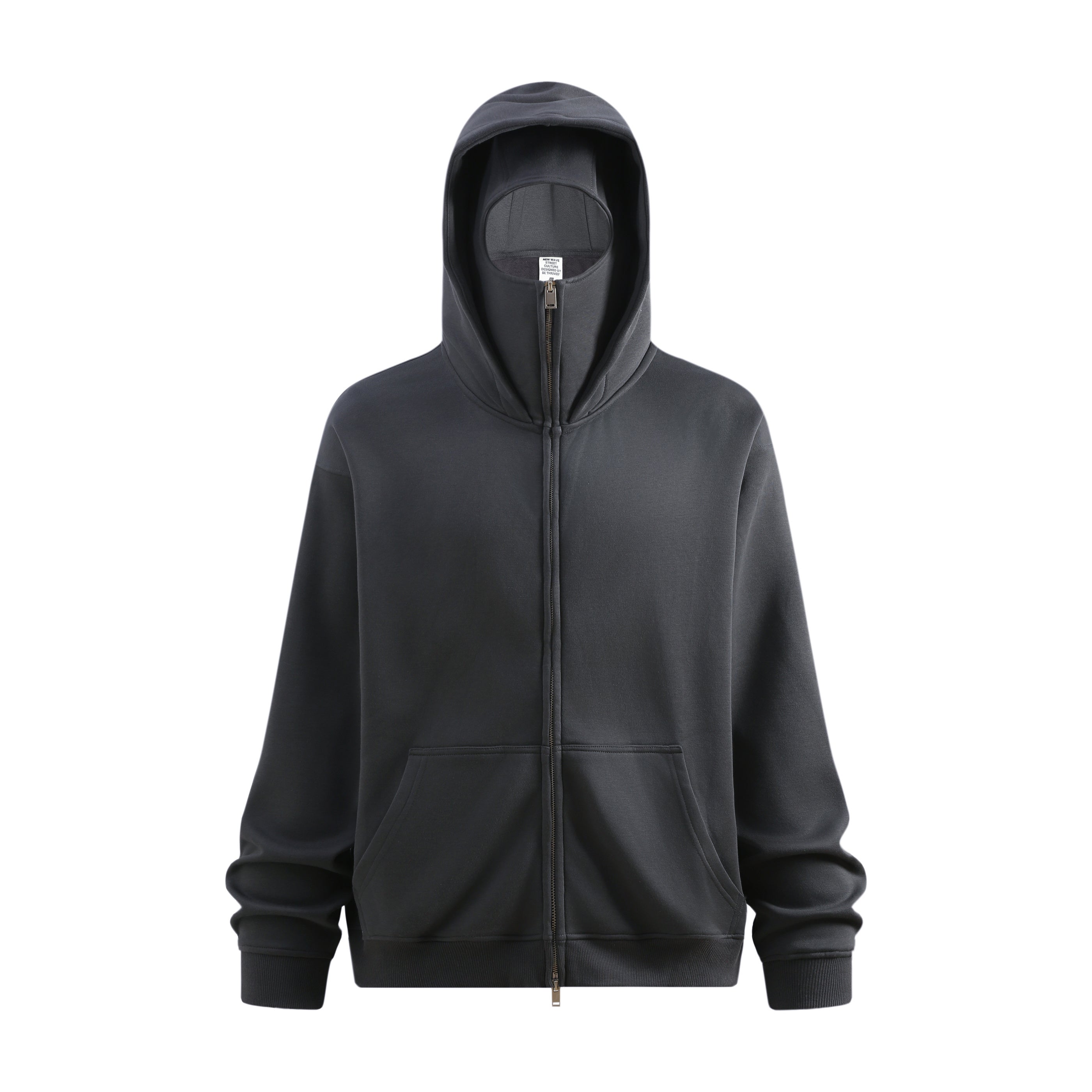 Streetwear style, trendy fleece patchwork hooded sweatshirt, windproof zip-up cardigan jacket for men W25536