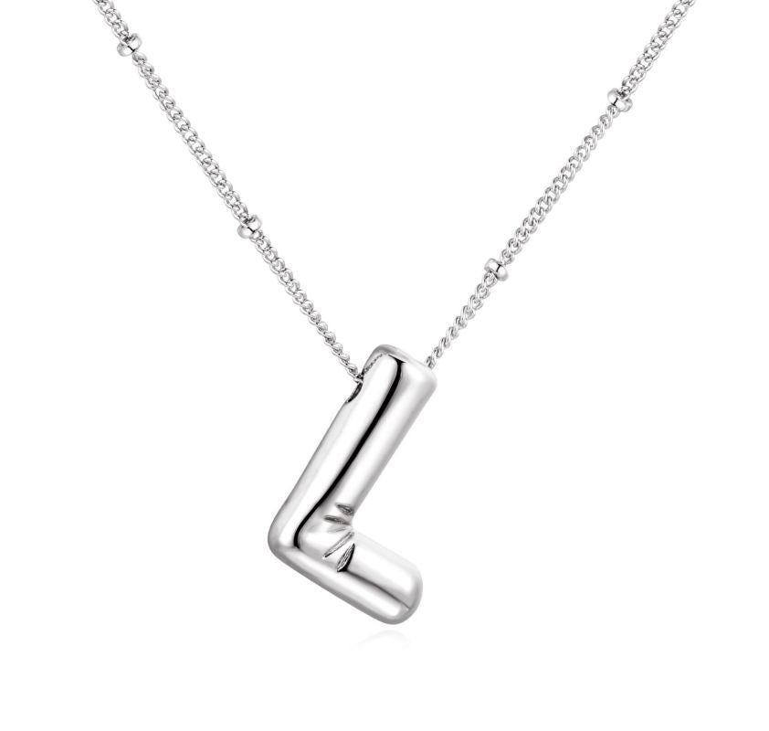 26 letter necklace stainless steel chubby bubble letter English necklace 263