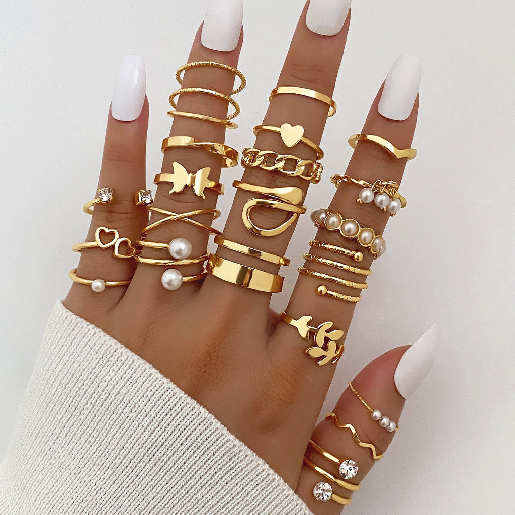 Electrophoretic Black Butterfly Diamond Set Ring Pearl Ring 289