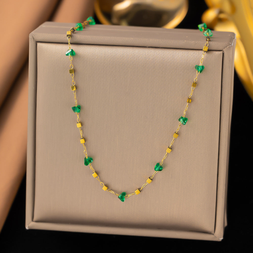 Shell necklace women's titanium steel lock chain 080