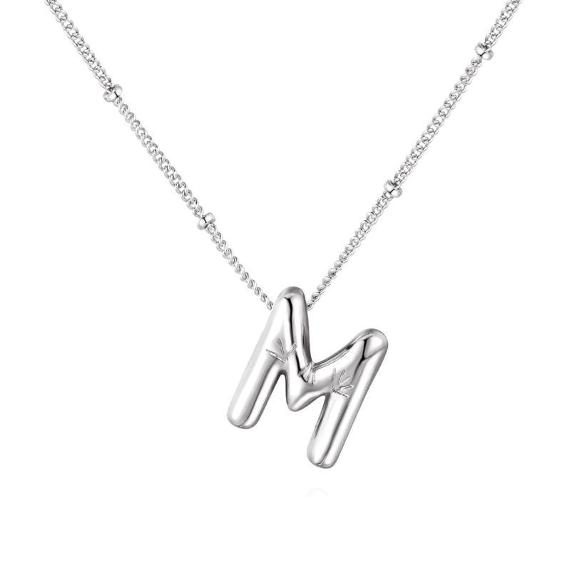 26 letter necklace stainless steel chubby bubble letter English necklace 263
