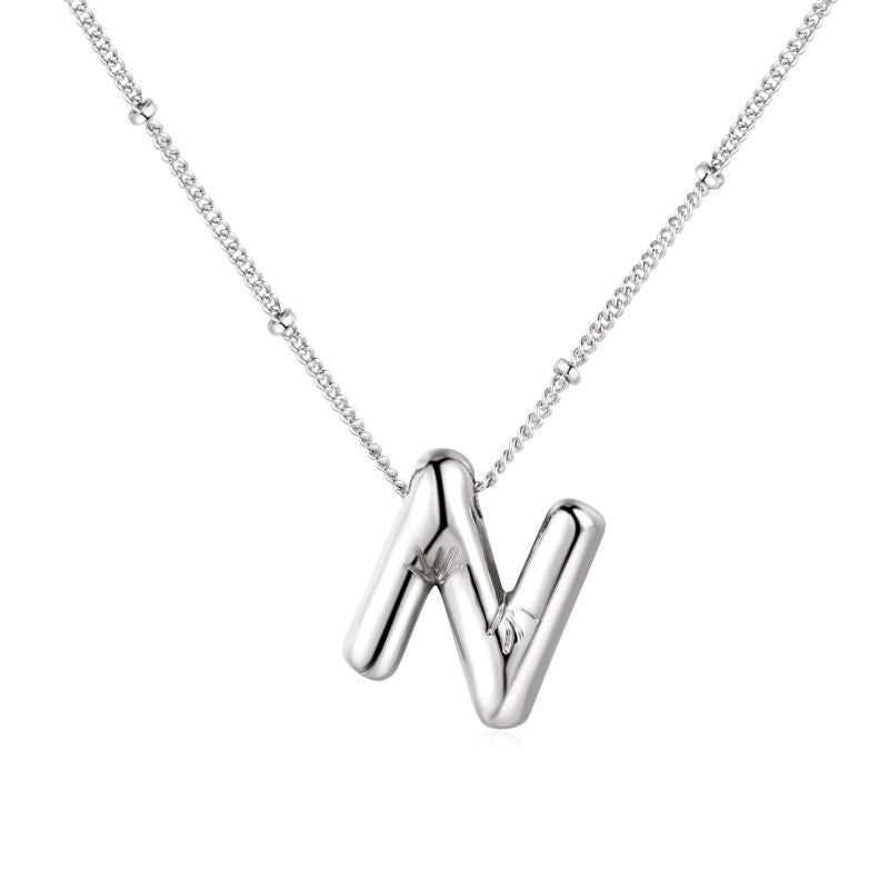 26 letter necklace stainless steel chubby bubble letter English necklace 263