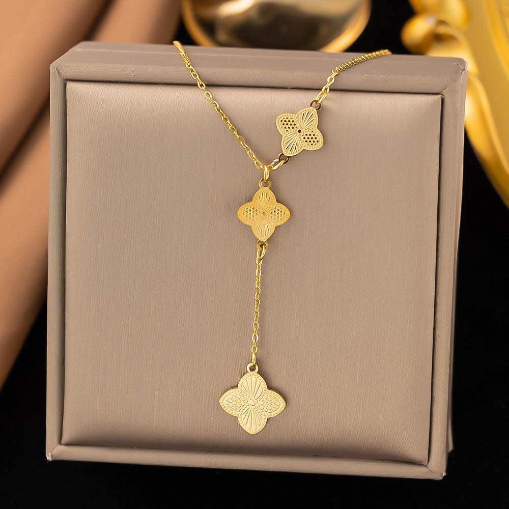 Shell necklace women's titanium steel lock chain 080