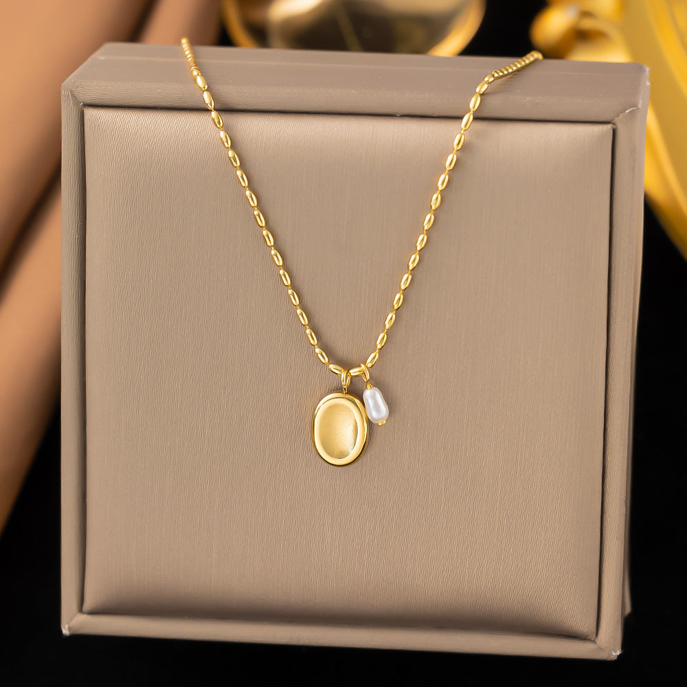 Shell necklace women's titanium steel lock chain 080