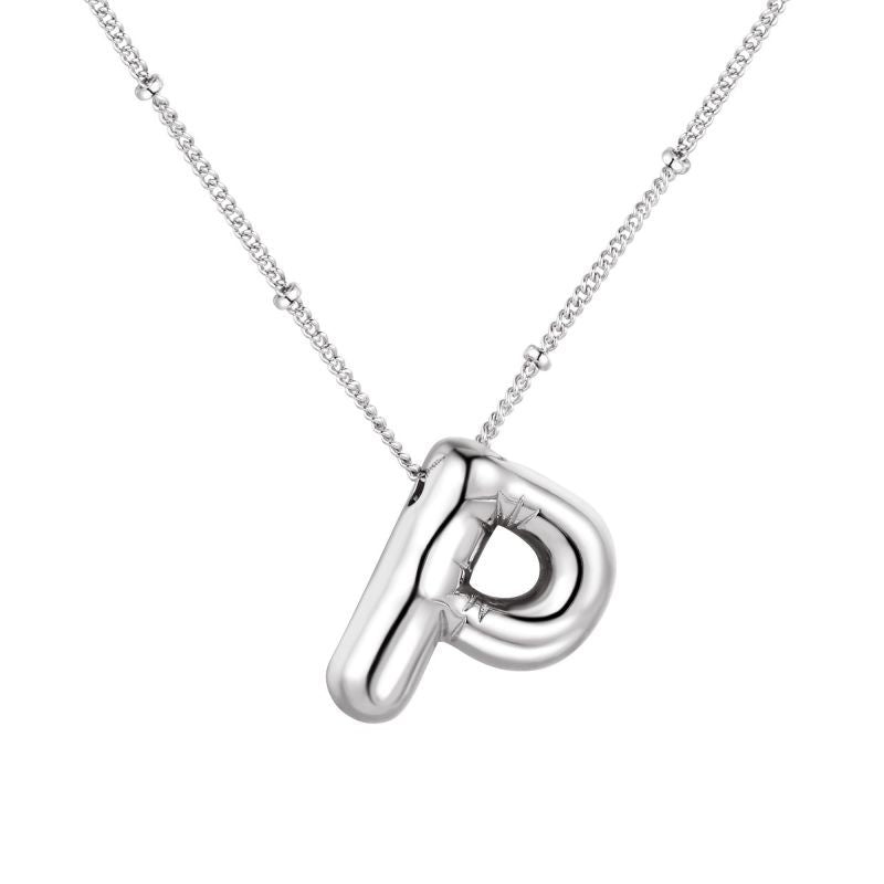 26 letter necklace stainless steel chubby bubble letter English necklace 263