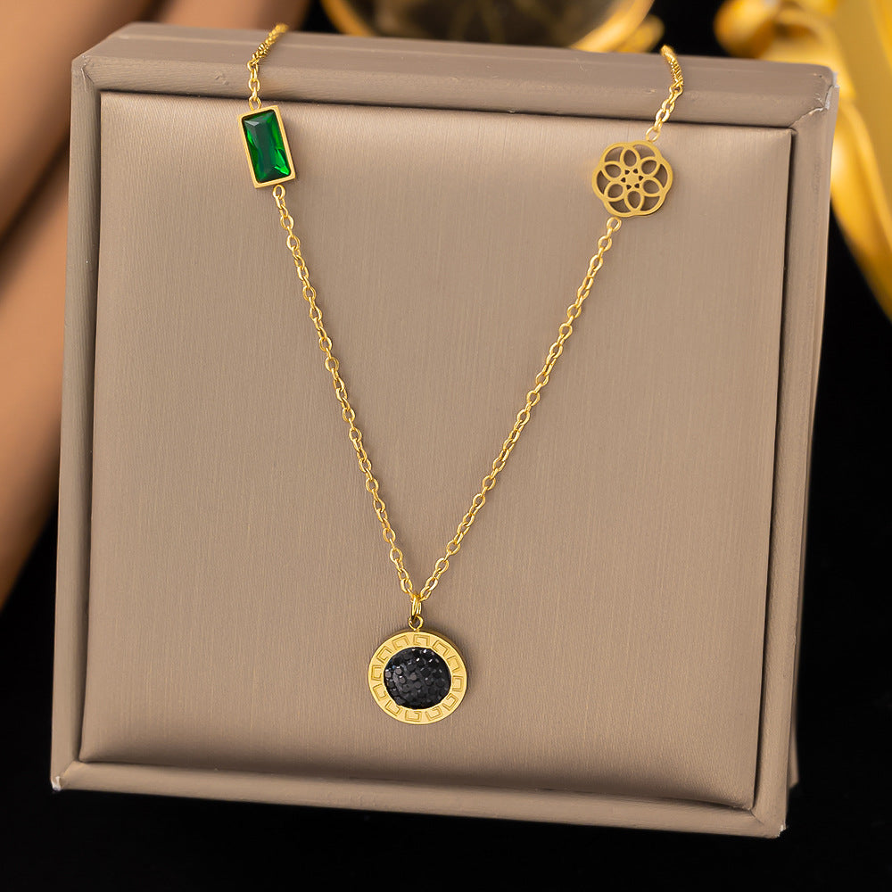 Shell necklace women's titanium steel lock chain 080