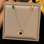 Shell necklace women's titanium steel lock chain 080