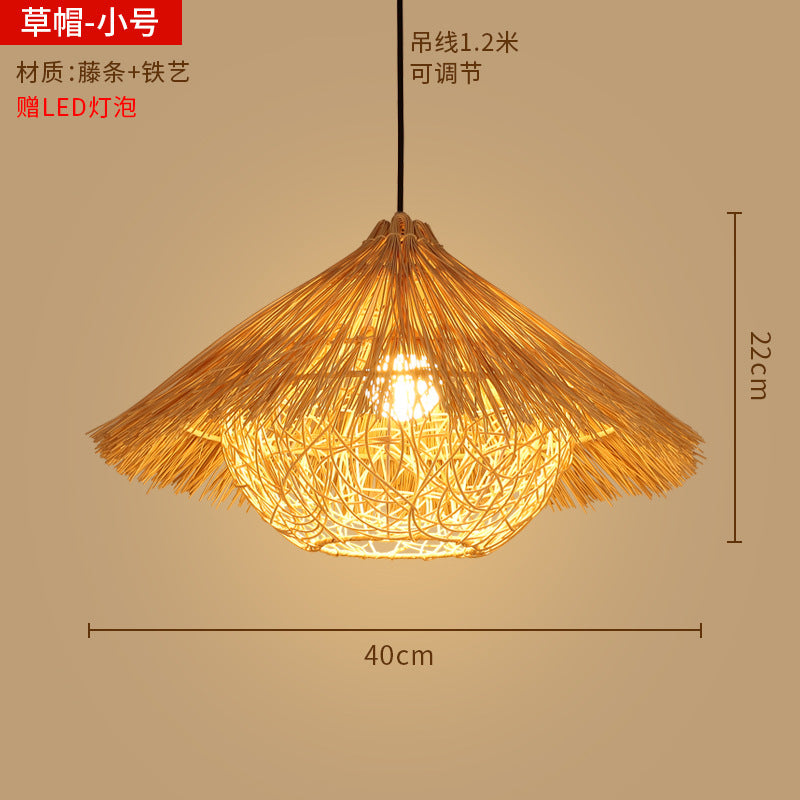 Bamboo woven lanterns and pendant lights, new Chinese style, bamboo art lights for restaurants and shops, commercial use 599