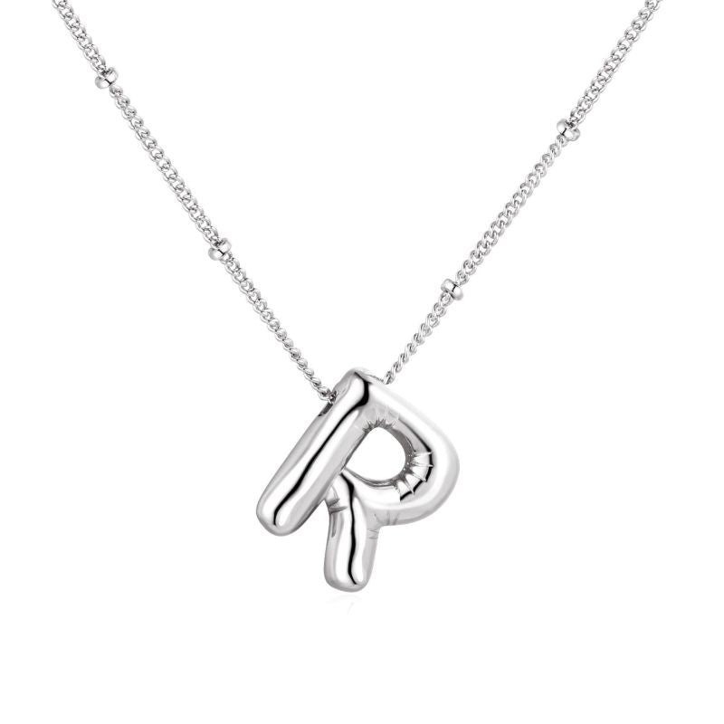26 letter necklace stainless steel chubby bubble letter English necklace 263