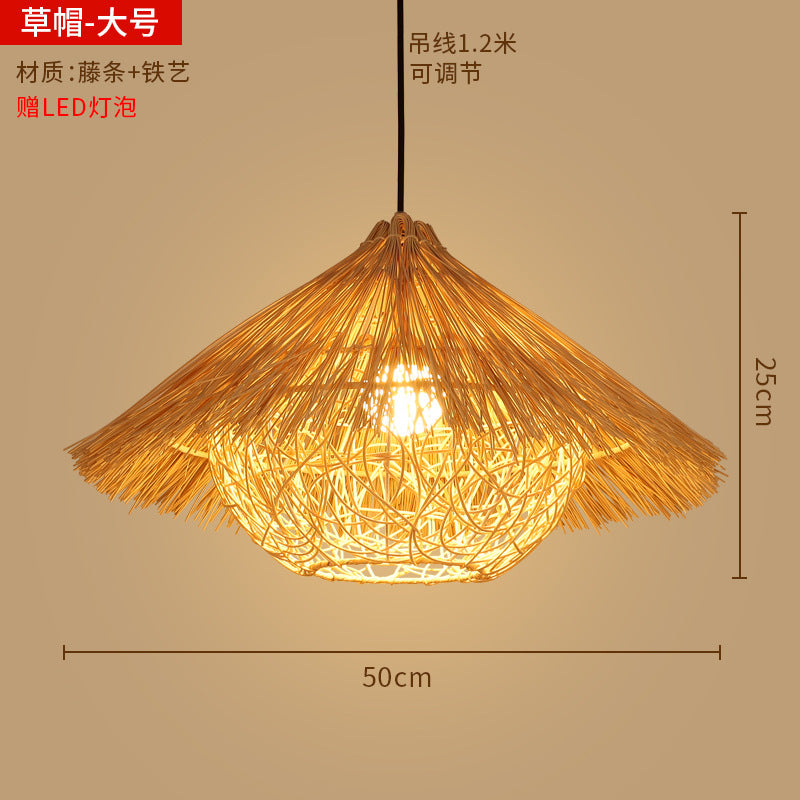 Bamboo woven lanterns and pendant lights, new Chinese style, bamboo art lights for restaurants and shops, commercial use 599