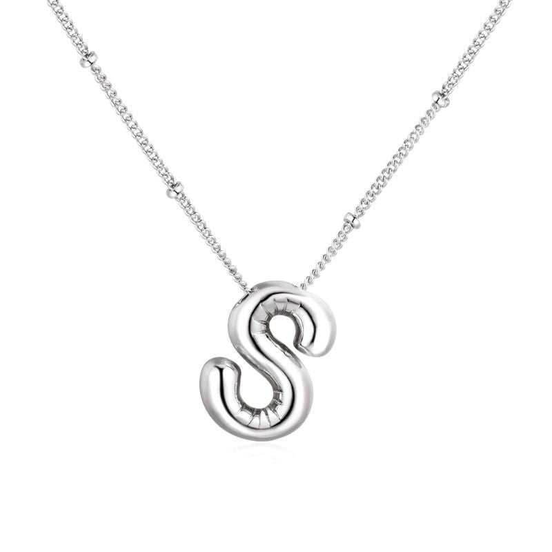 26 letter necklace stainless steel chubby bubble letter English necklace 263