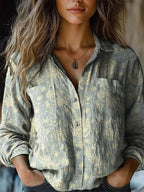 Women's shirt top V-neck printed shirt 082
