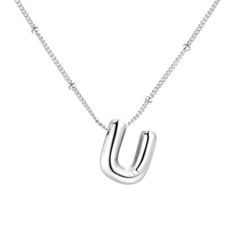 26 letter necklace stainless steel chubby bubble letter English necklace 263