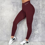 Hip lifting elastic high waisted letter printed leggings 065