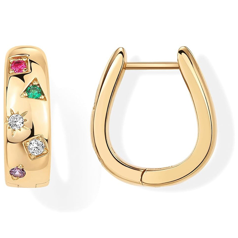 Fashionable simple exquisite colorful diamond star light luxury earrings 293
