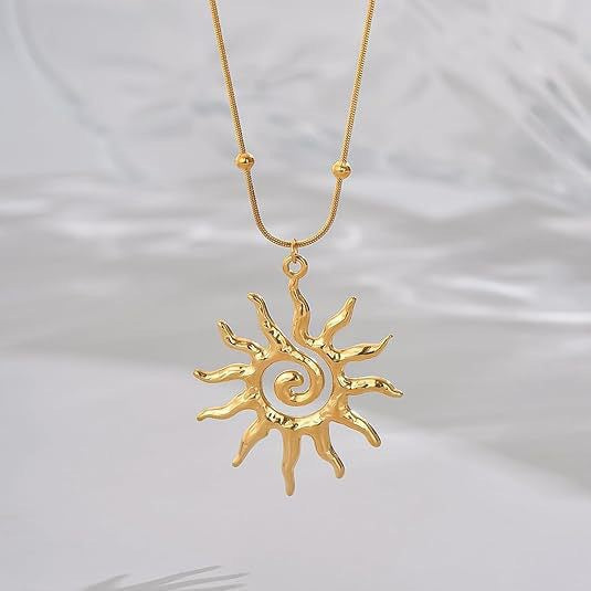 Spiral Sun Pendant Necklace for Women 079
