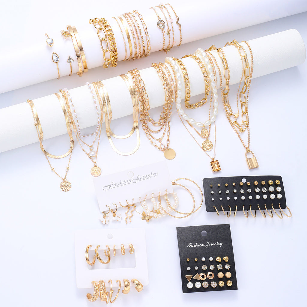 Fashion temperament creative zircon imitation pearl alloy jewelry set for women, 108 piece set 265