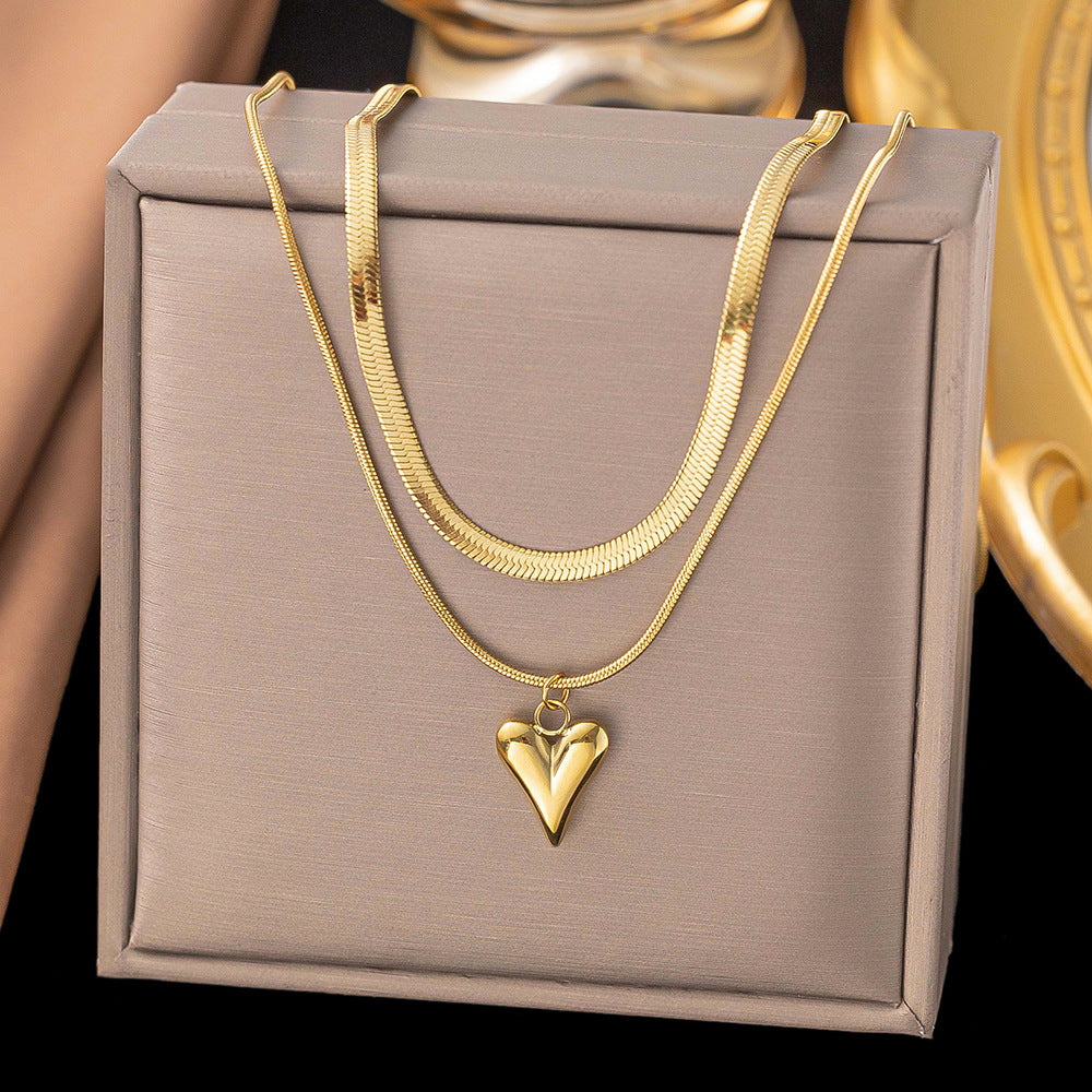 Shell necklace women's titanium steel lock chain 080