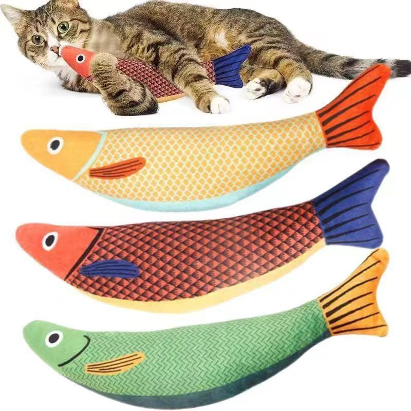 Simulated mint fish cat toy, self fun, scratch resistant, bite resistant, linen fish 334