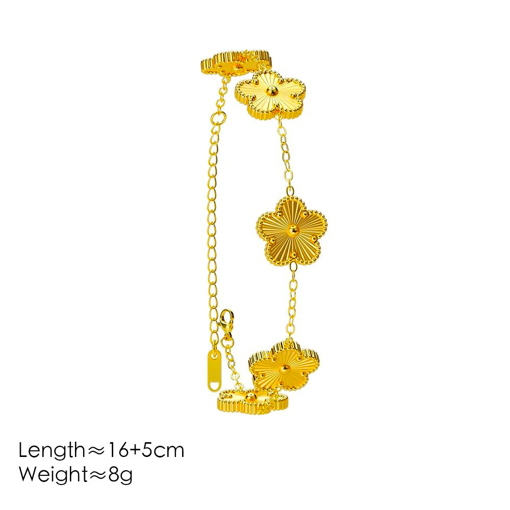 Five Leaf Flower Plum Blossom Fritillaria Stainless Steel Bracelet 268