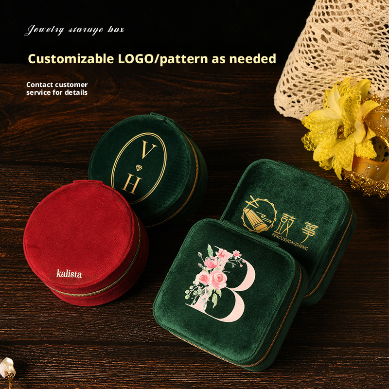 Simple and high-end ins swan velvet jewelry box with mirror 258