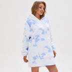 Warm winter TV blanket, lazy blanket, casual black and white cow leopard print hoodie, pajamas 200