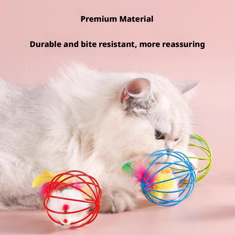 Cat toy cage, mouse cage, feather tail, mouse, scratch resistant, bite resistant 224