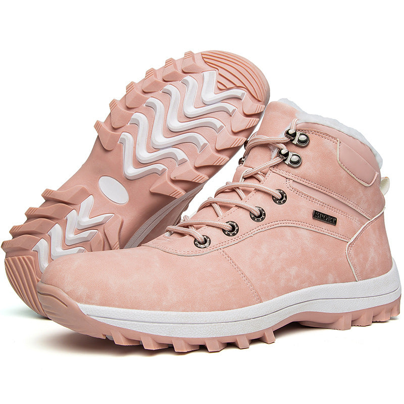 Couple outdoor hiking shoes with plush thick soled sneakers 107