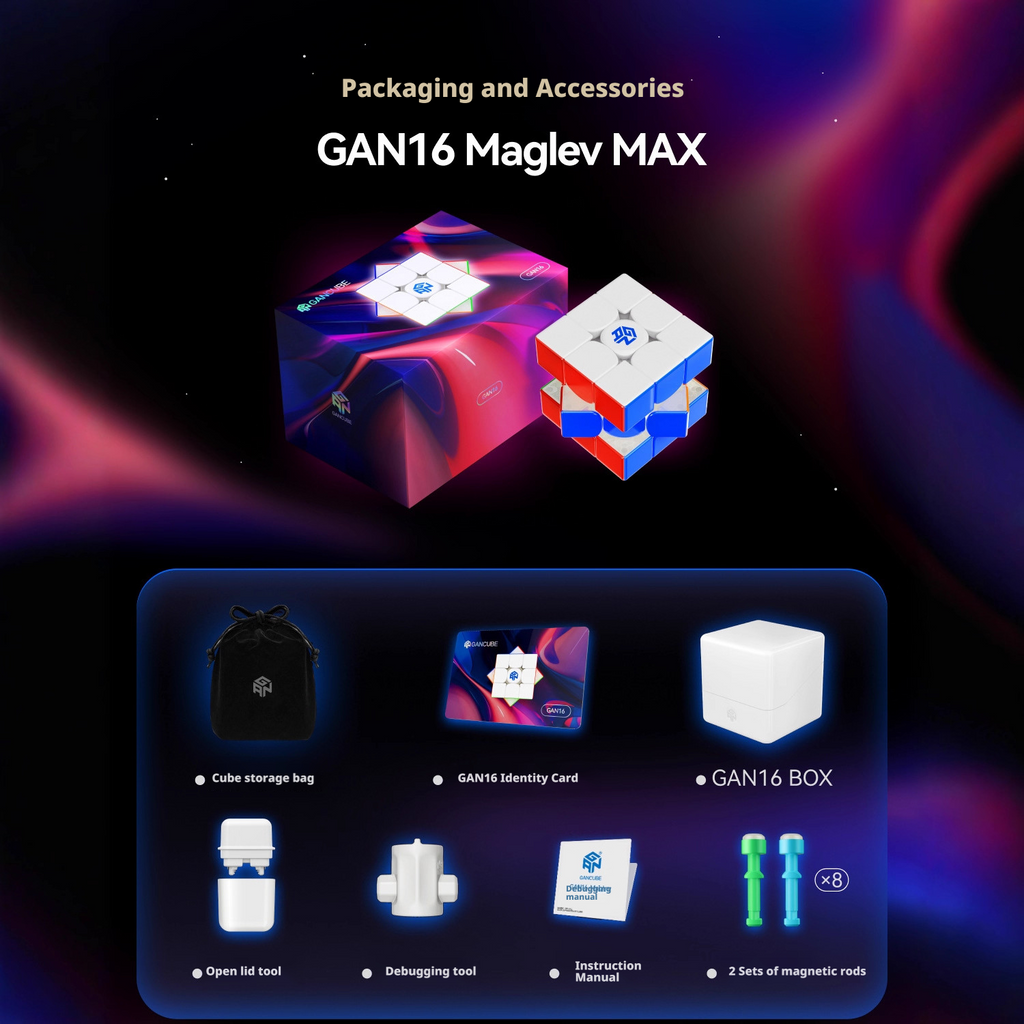 GAN16 Maglev Max UV Magnetic Edition Third Order Rubik's Cube Diamond Face Competition 255
