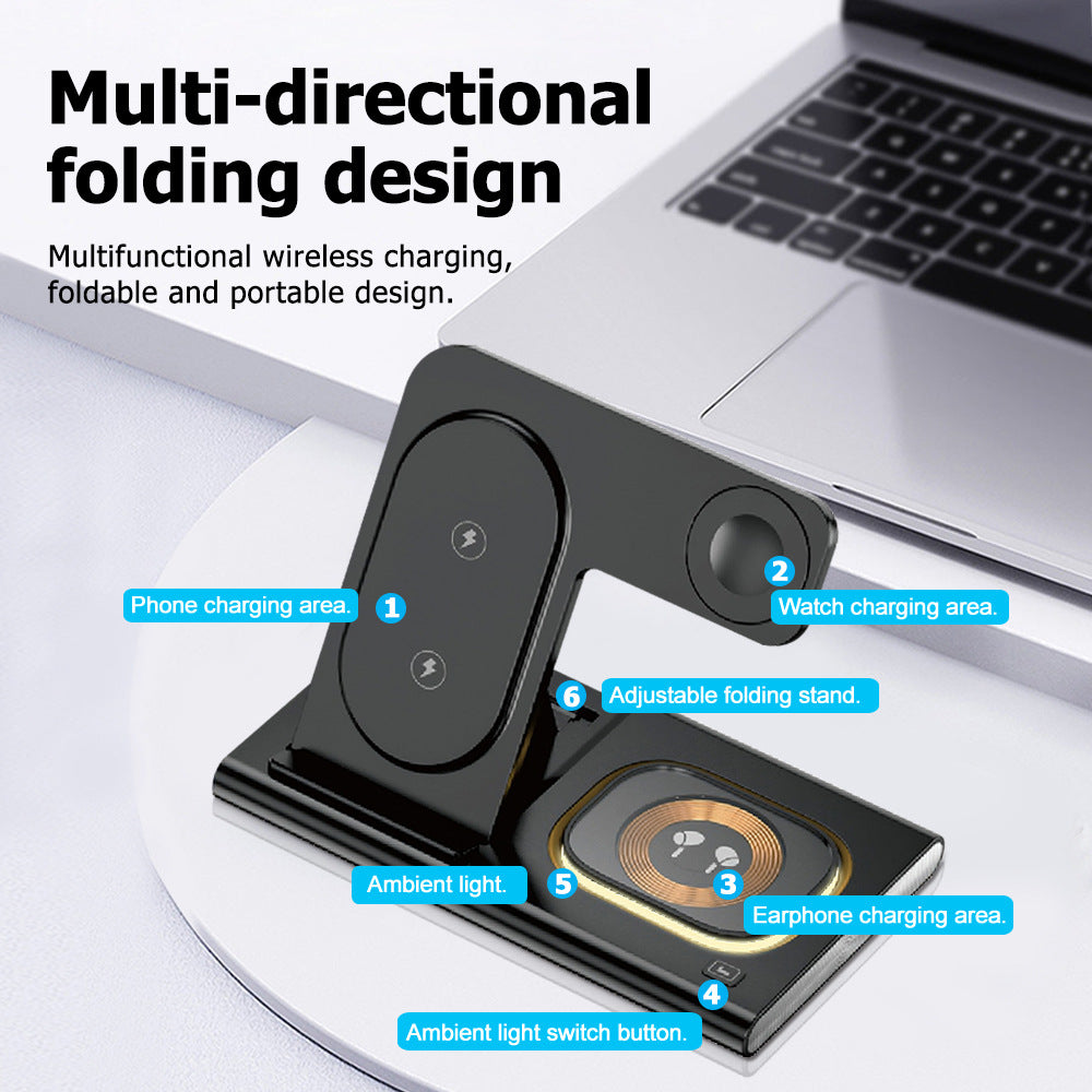Three in one wireless charger supports fast charging and multifunctional wireless charging 136