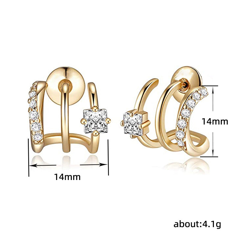 Cao Shidian Diamond Zircon Three Claw Curved Line Earpiece 282