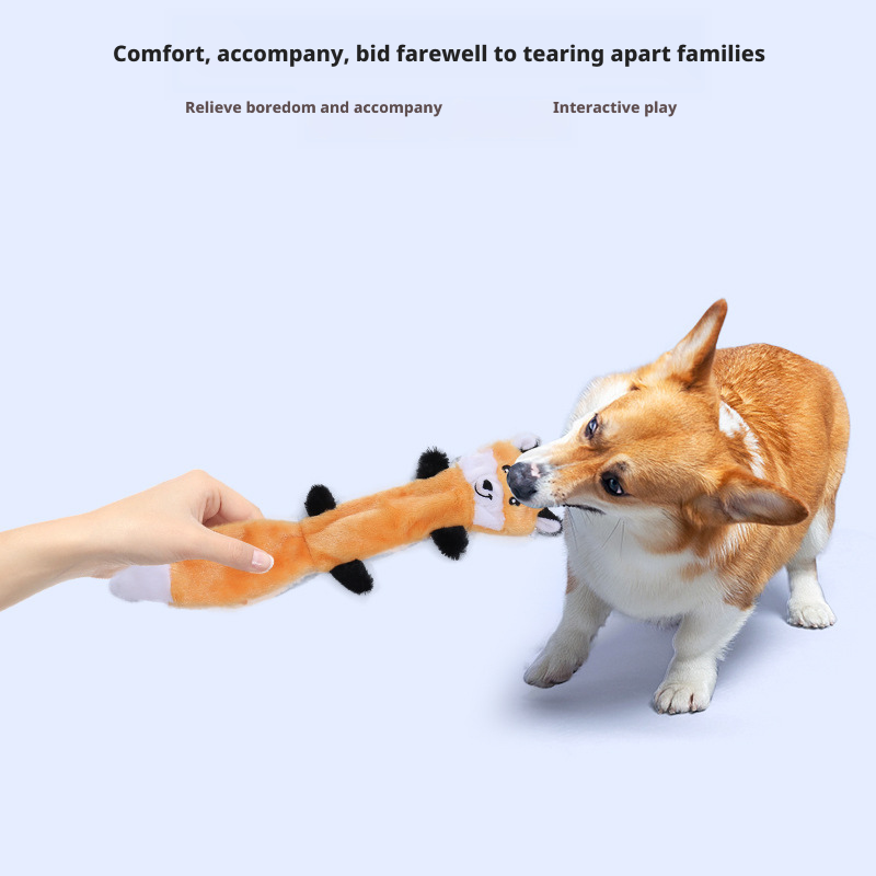 Leather shell animal plush toy interactive chew resistant dog toy 319