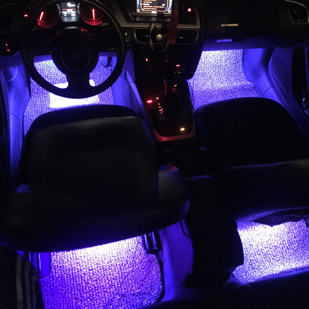 In car ambient lighting, wireless USB cigarette lighter, voice controlled foot ambient LED light with infrared 373