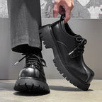 Workwear shoes with thick soles for height increase and wide-toed design 116